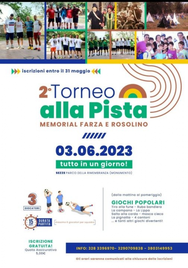 Domani il 2&#039; Torneo alla Pista in ricordo di Farza e Rosolino