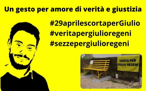 Un selfie davanti la panchina dedicata a Regeni. L&#039;invito di Piccinella
